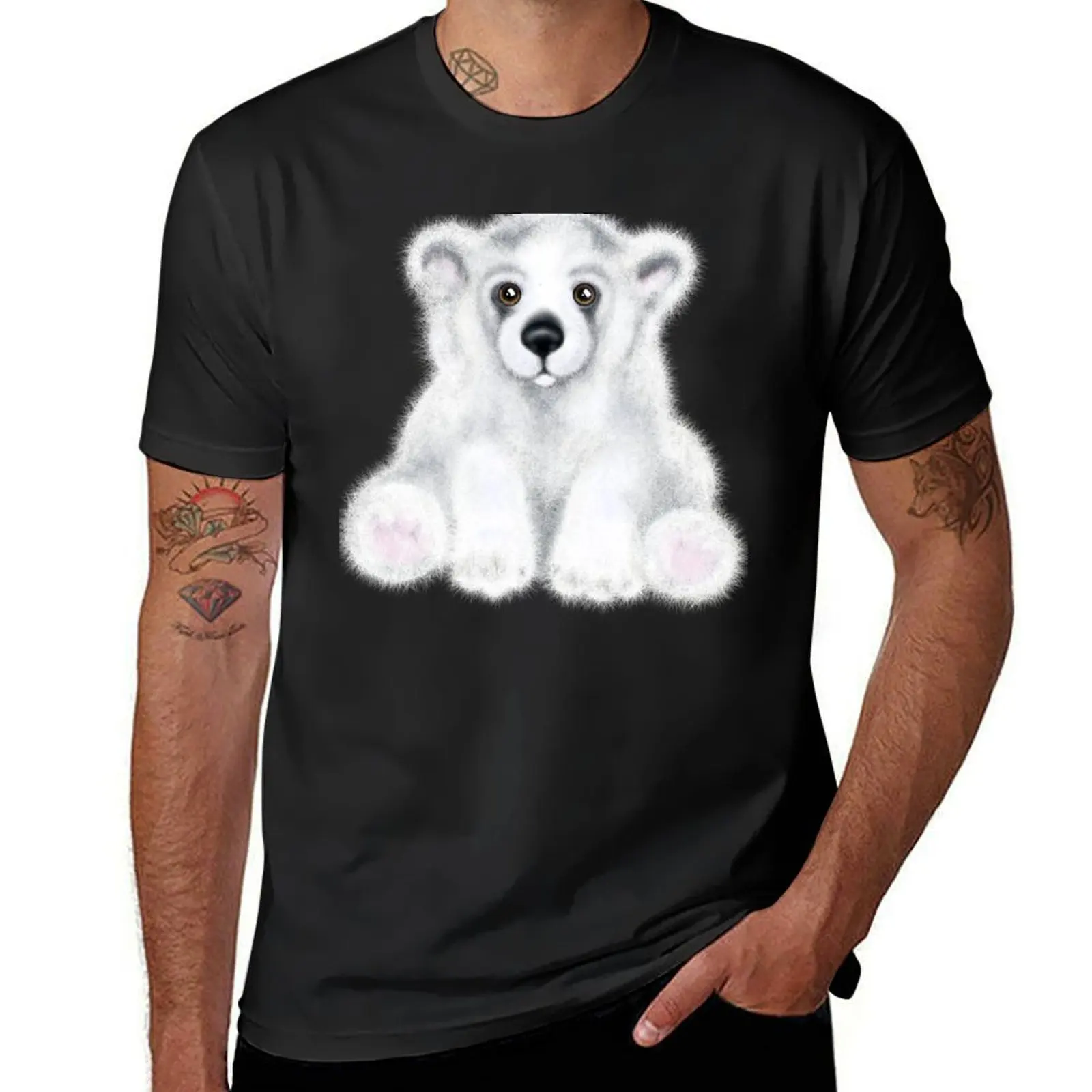 Baby Polar Bear, white stuffed bear, white bear cub T-Shirt kawaii clothes sports fans men clothes