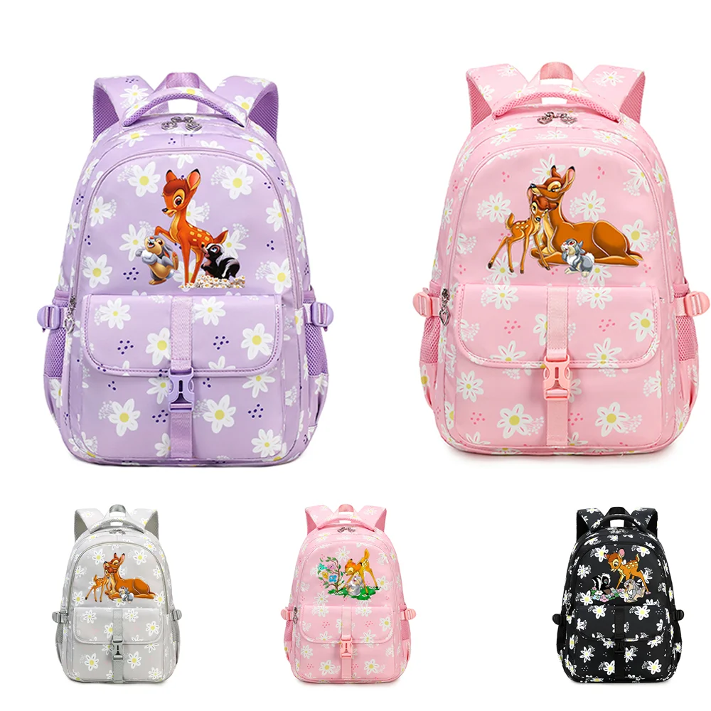 

Bambi For Teenager Women Men Backpack Large Capacity Colorful Waterproof Floral Knapsack Mochila