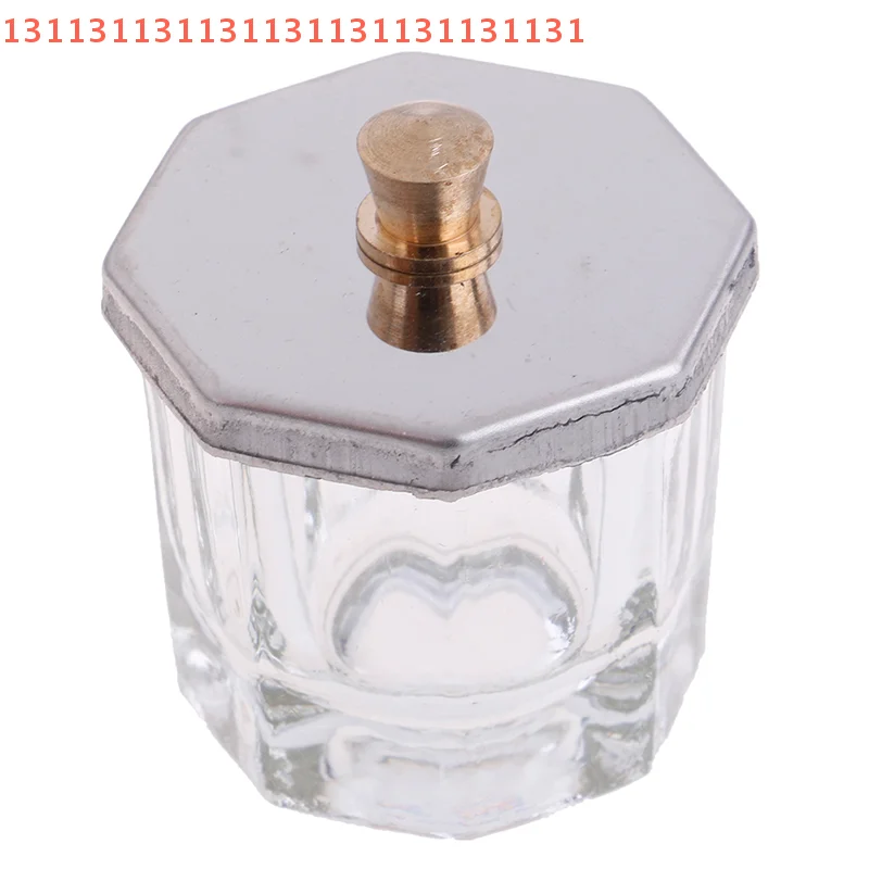 1X أدوات تجميل طبق دابن زجاجي على شكل مثمن مع غطاء معدني من الفولاذ المقاوم للصدأ