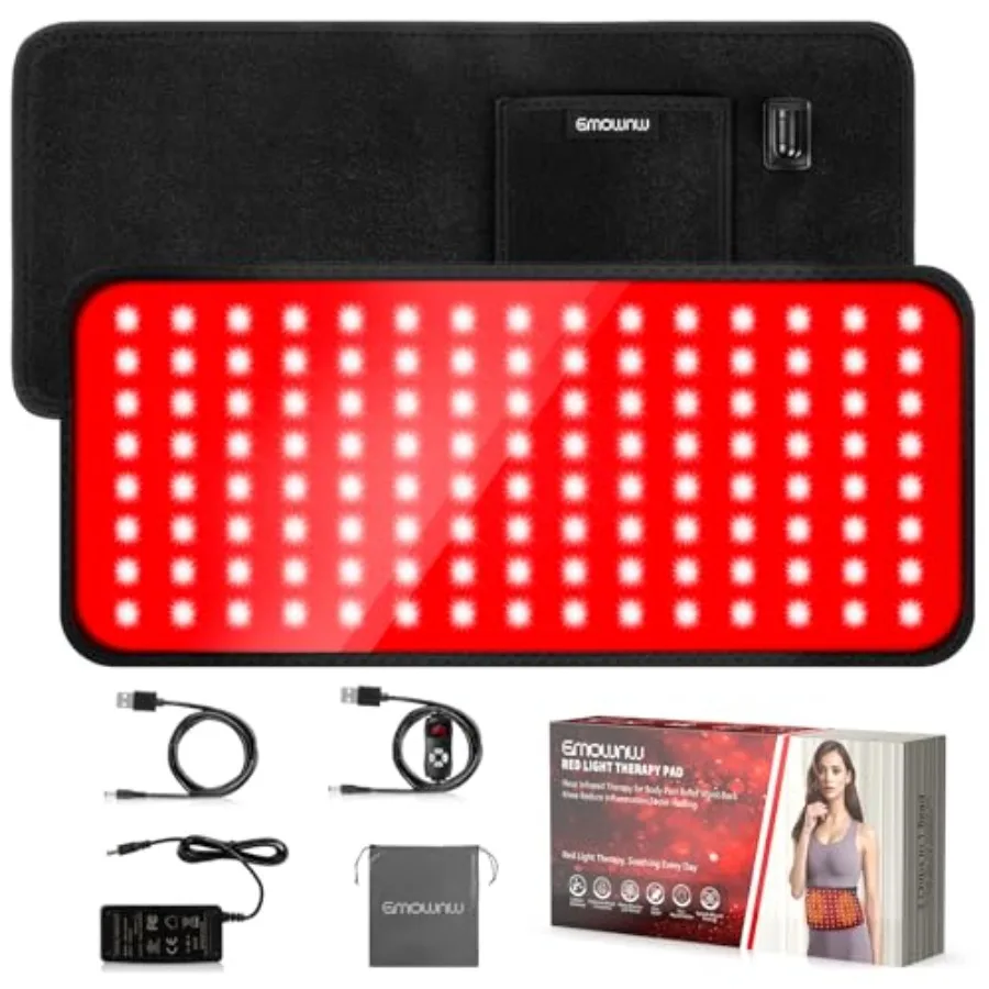 

Red Light Therapy for Body 19.6'' x 8.6'' Near Infrared Light Therapy Pad with 3-in-1 Chip 120 LEDs Bead with Timer Remote Cont