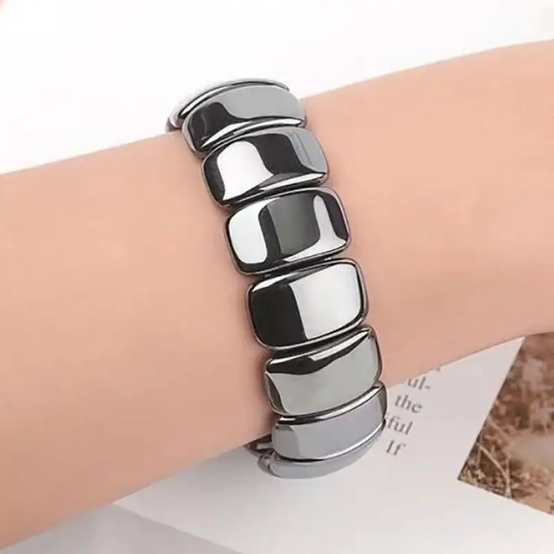 Natural Hematite Bracelet Improve Sleep Promote Relieve Fatigue into Memory Electrostatic Magnetic Therapy Bracelet