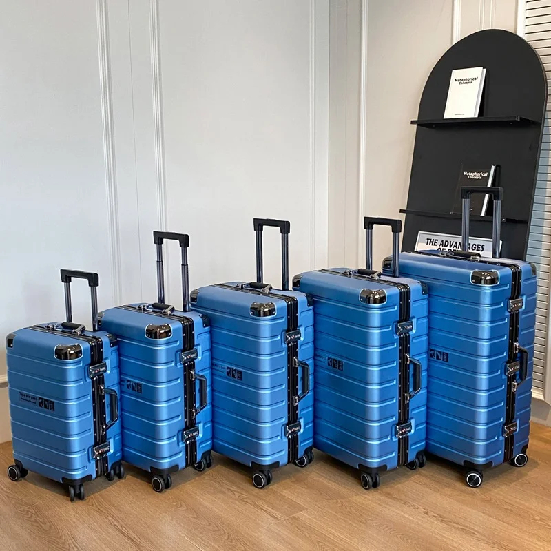 Frosted Duurzame Pc Bagage Aluminium Frame Massief Trolley Case Universele Wiel Reiskoffer Wachtwoord Instaptas Groot Formaat