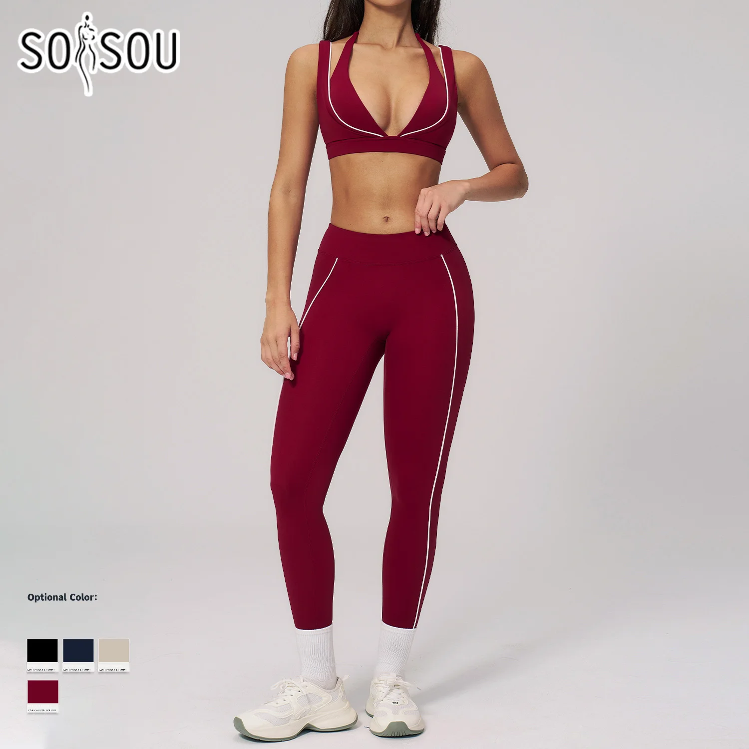 

Комплект для йоги SOISOU из 2 предметов: спортивный костюм для женщин, тренировочный комплект, спортивная одежда, женский комплект для йоги, имитация двухслойного бюстгальтера, одежда для спортзала