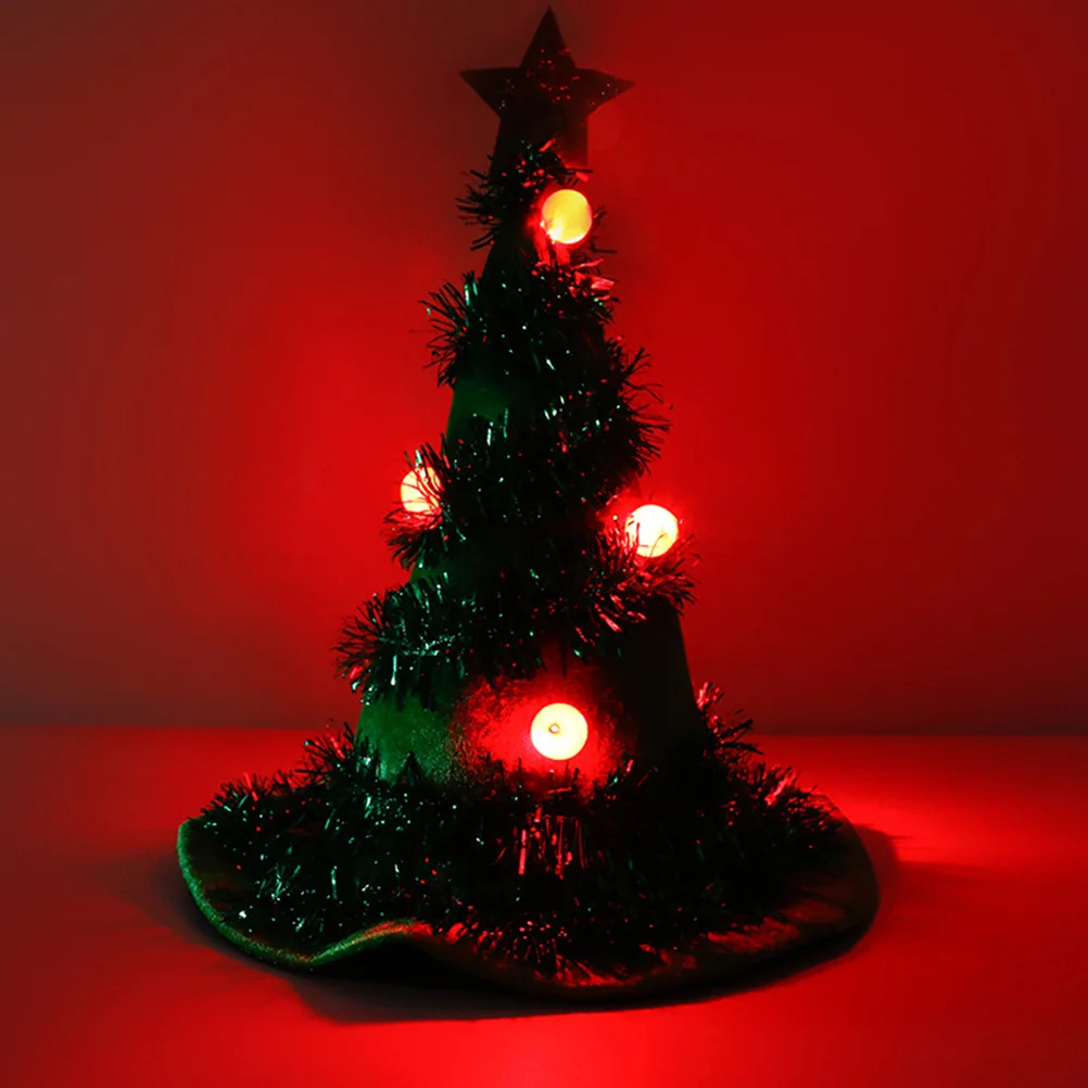 

2 Pcs Christmas LED Tree Hat Xmas Light Merry Performance Party Tree-shape Headdress
