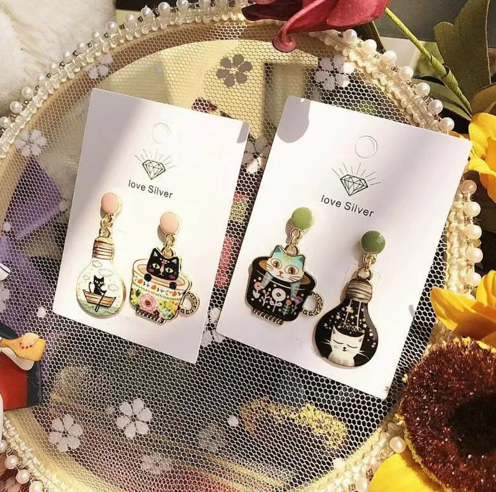 New Fashion Cute Sweeet Cup Cat Drop Dangle Earrings for Women Girls Party Jewelry Gift image 5