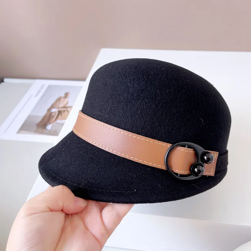 100% Autralia Wool Hat Woman Winter Party Formal Fedora Lady Equestrian Cap Chic Top Hat Female Felt Beret