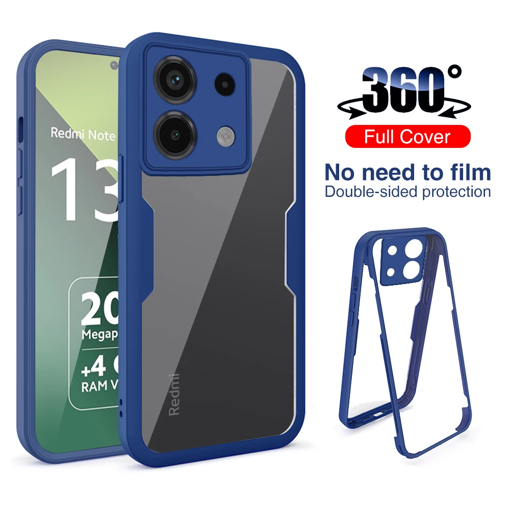 360° Full Body Double Side Screen Protector Case For Xiaomi Redmi Note 13 Pro 5G Clear Cover Note13 Pro+ 13Pro Plus Note13Pro 4G