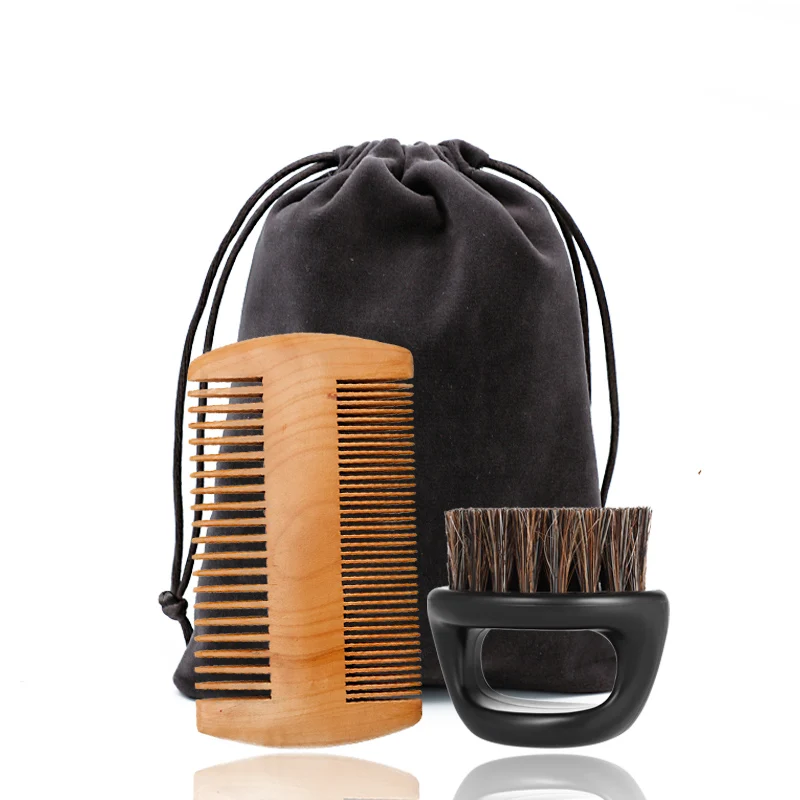 Beard Grooming Set Men Facial Cleaning Kit Bristle Brush Wooden Beard Comb Special Gift For Men