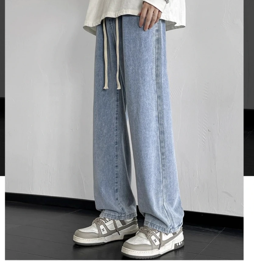 Straight tube loose wide leg pants versatile casual sports pants for men