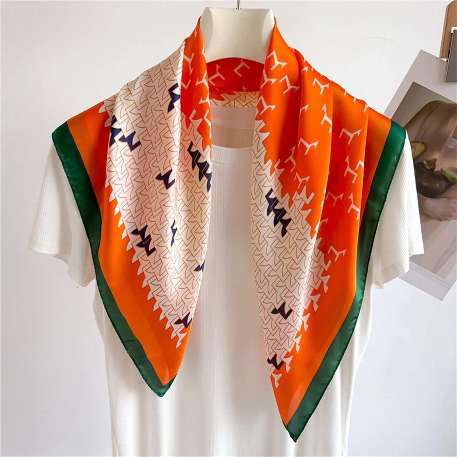 70*70cm Silk Square Scarf Women Satin Bandana Print Bag Scarves Head Band Fashion Lady Hair Shawl Wrap Female Neckerchief Hijab