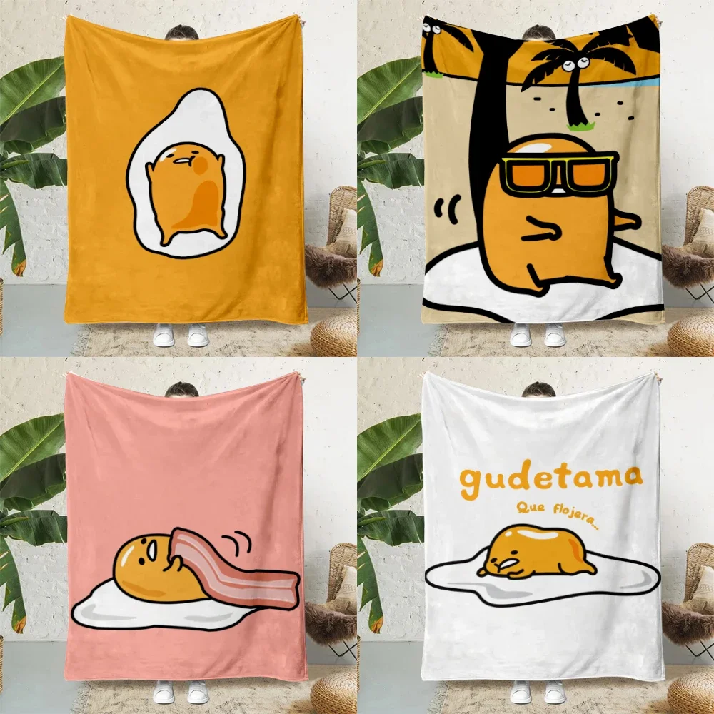 Cute Funny Cartoon Gudetama Printed Blanket Picnic Blankets Warm Blanket Soft and Comfortable Blanket Home Travel Birthday Gift