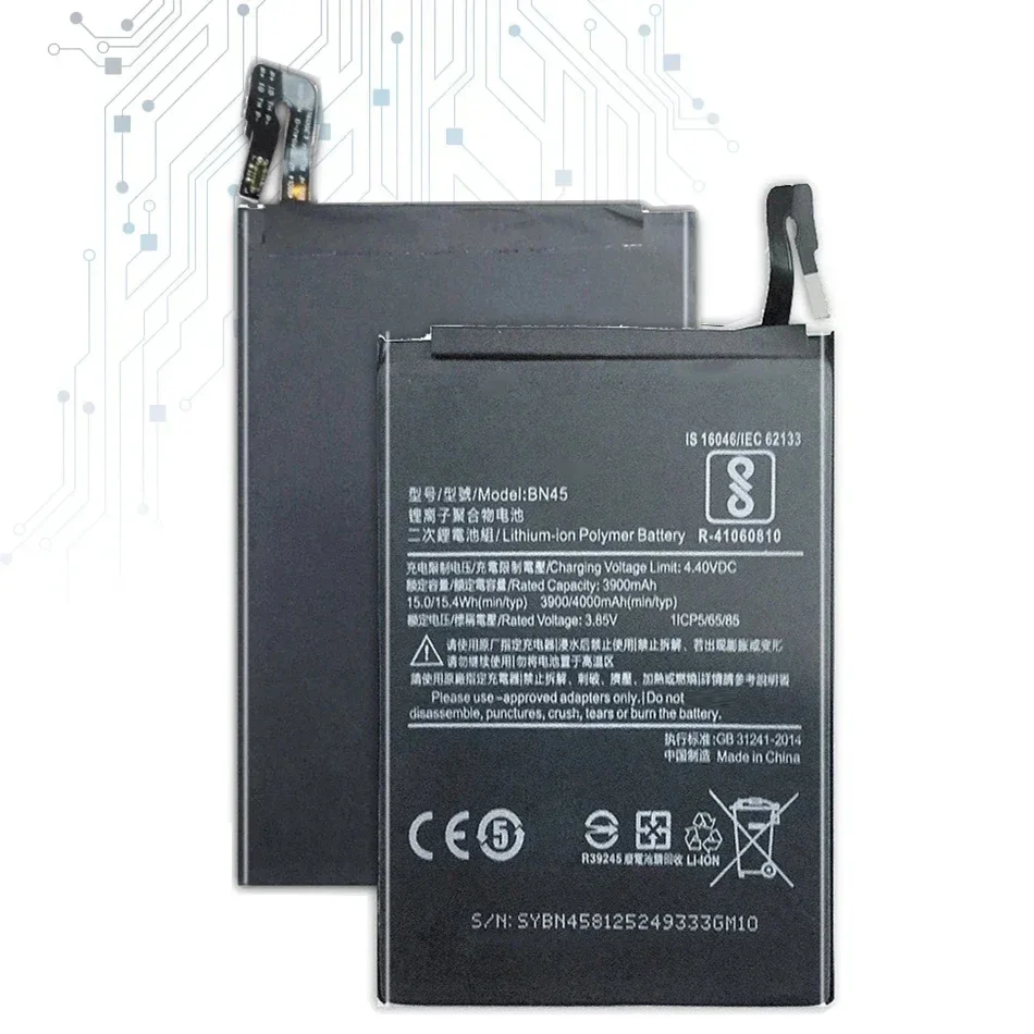 Bateria de íon-lítio para celular Xiaomi Redmi Note 5, Note5 BN45, 4000mAh