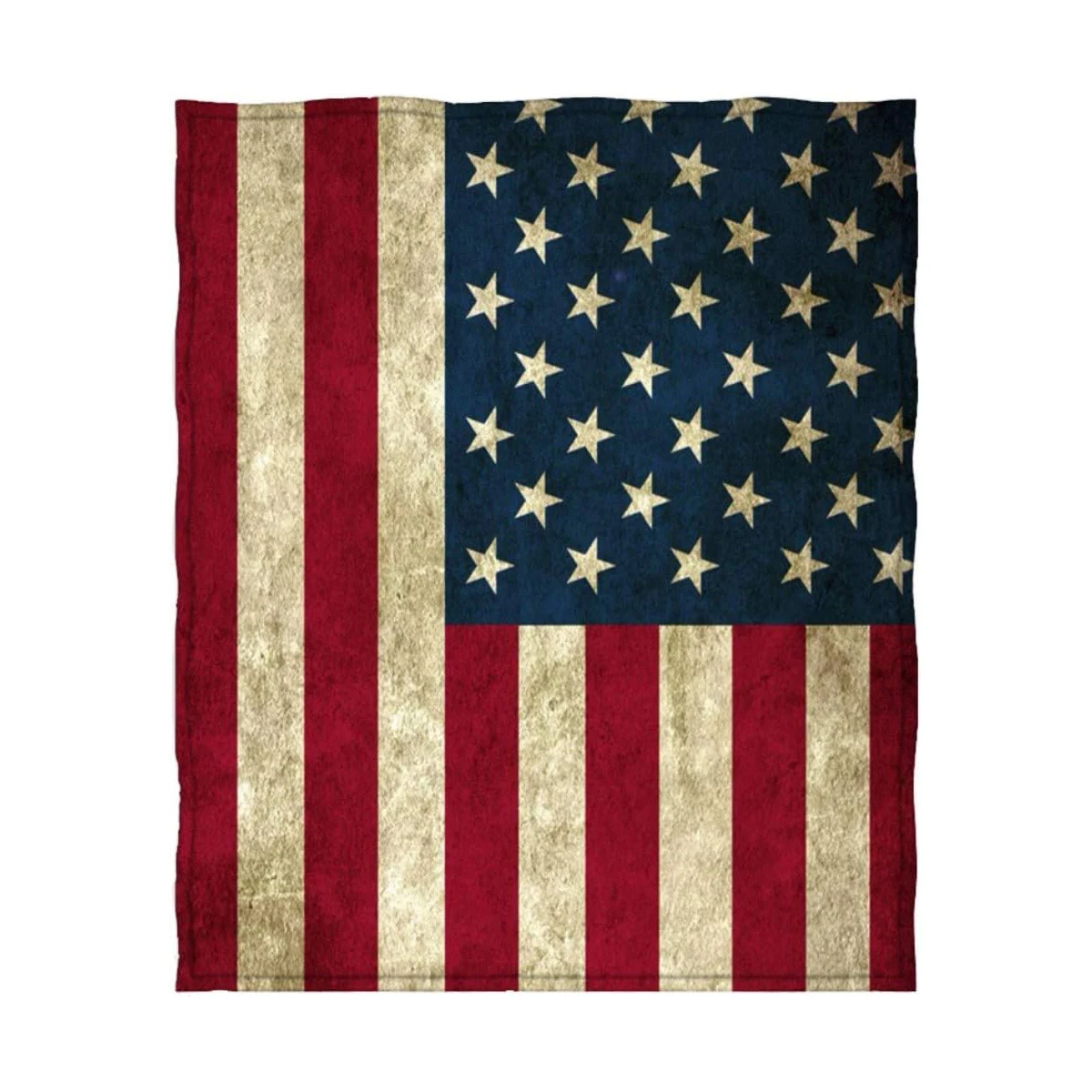 American Flag Wool Blanket, American Flag Sofa Blanket Adult Men's and Women's Beds, Retro Red and Blue