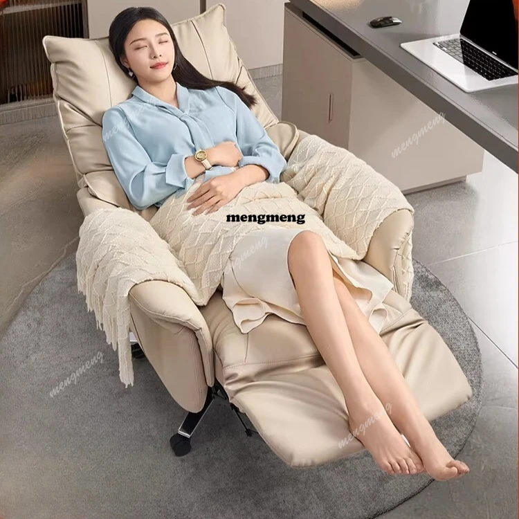 Leather electric boss chair, reclining computer chair for lunch break, sedentary and comfortable office chair for home use