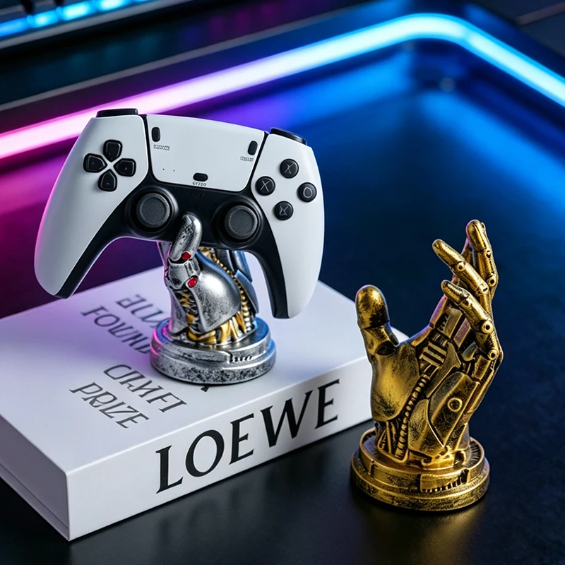 Sci-Fi Mechanical Hand Game Controller Holder Resin Stand for PS5 Xbox Switch Robot Sculpture Decor for Gamer Gaming Desk view 2