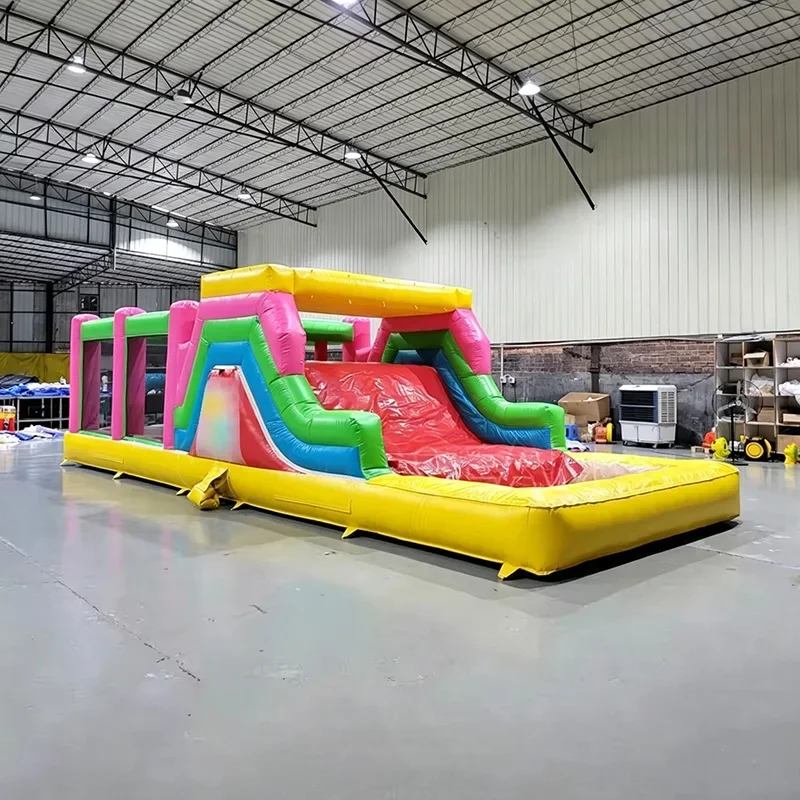 for Rental Business Use 2026 New Colorful Large Inflatable Obstacle Course, Premium PVC, 10 Mins Quick Setup UV Resistant
