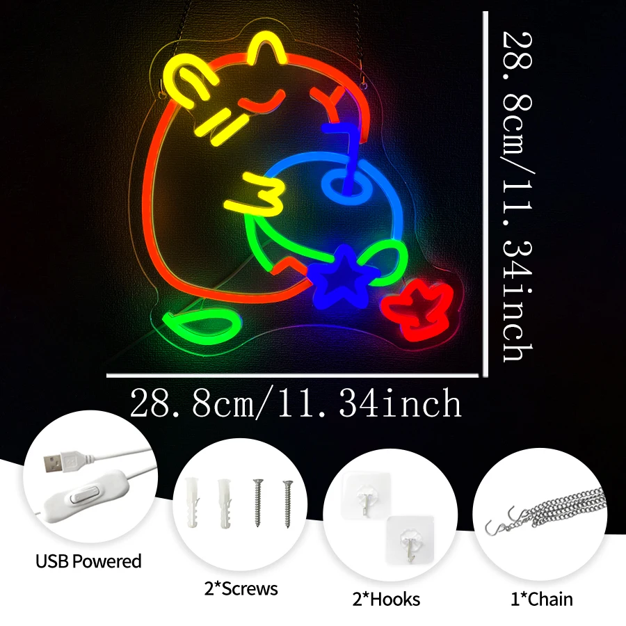 The Capybara Holds Coconut Led Neon Sign, Interesting Animal Icons, Decor For Bedrooms, Homes, Holiday Parties And Fruit Shops.