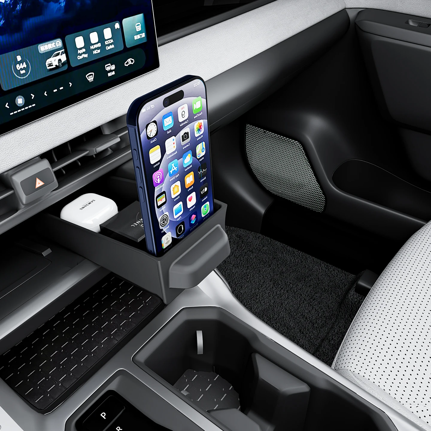 For Toyota RAV4 2026 2027 2028 LHD Car Soft Silicone Wireless Charger Drawer Storage Box Center Console Sundries Organizer Tray
