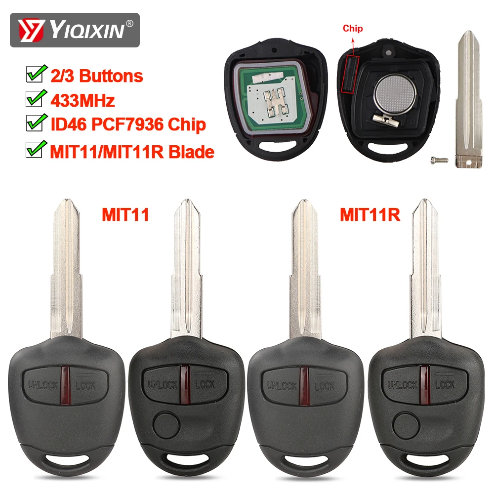 

YIQIXIN 433MHz ID46 Chip Smart Remote Car Key For Mitsubishi L200 Shogun Pajero Triton Lancer Evolution Grandis Outlander Lama
