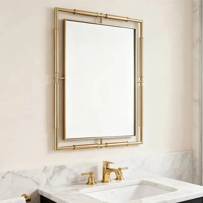Luxury Vintage Iron Wall Mounted Mirror Durable Modern Home Living Room Bathroom Hallway Bedroom Vanity