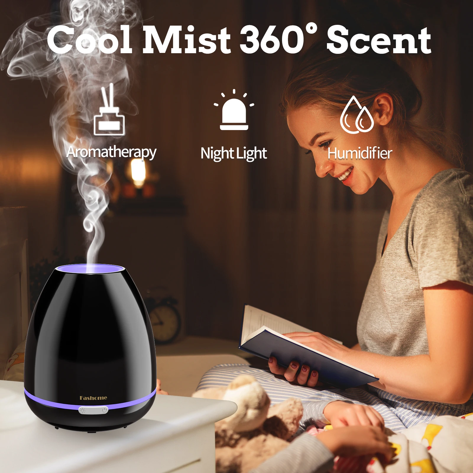7 Color LED Light Essential Oil Diffuser Room Fragrance Small Air Humidifier Auto Shut Off 360 Aroma Diffuser for Home Office
