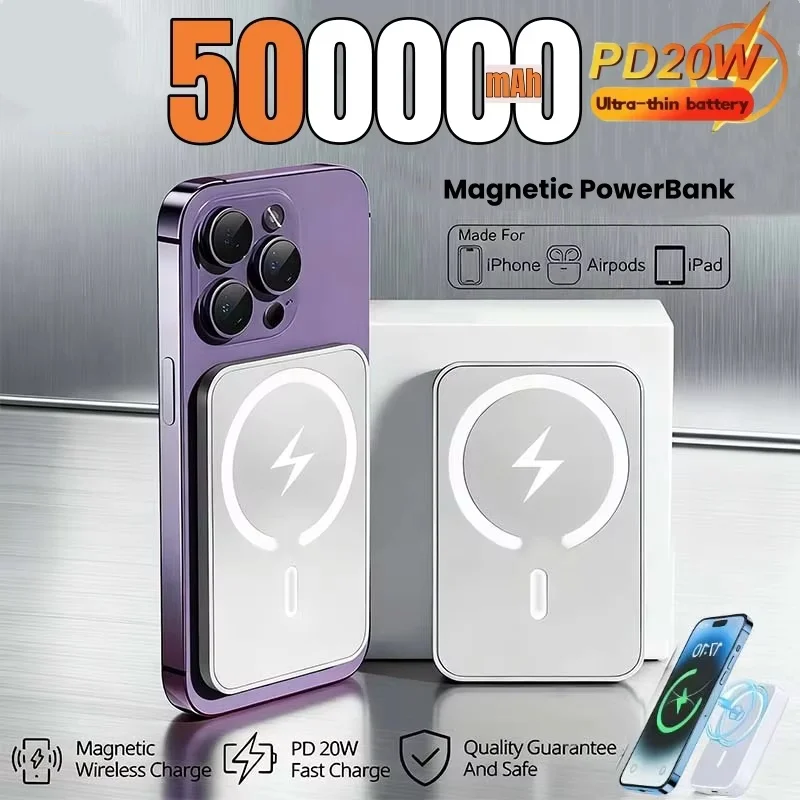 Xiaomi 500000mAh banco de energía inalámbrico magnético PD 20W cargador rápido batería externa portátil para iPhone Samsung Huawei 2026