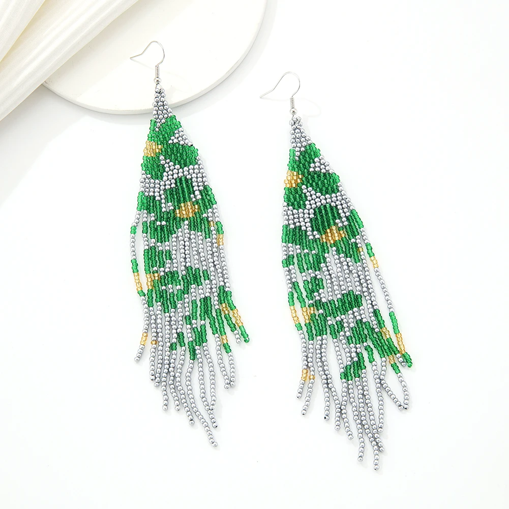 2025 اليدوية أقراط من الخرز زهرة شرابات الإبداعية الحد الأدنى البوهيمي المنسوجة يدويا الهندسة النساء أقراط مطرزة للنساء