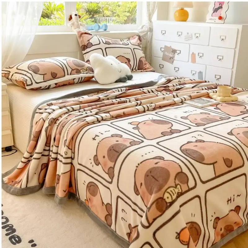 YanYangTian 2024 New Thin blanket sofa cover bedding Cute puppy print Autumn Winter warm comforter Home and decoration