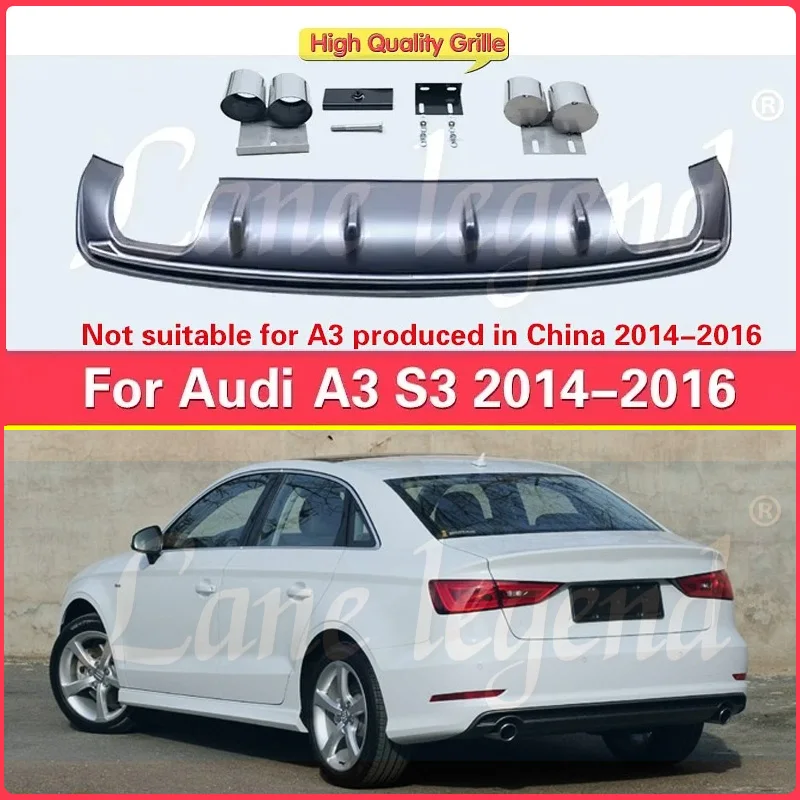 Factory supply For Audi A3 updated to S3 2014 2015 2016 High quality Rear Bumper Lip Diffuser Car Styling tools Body kits Modify