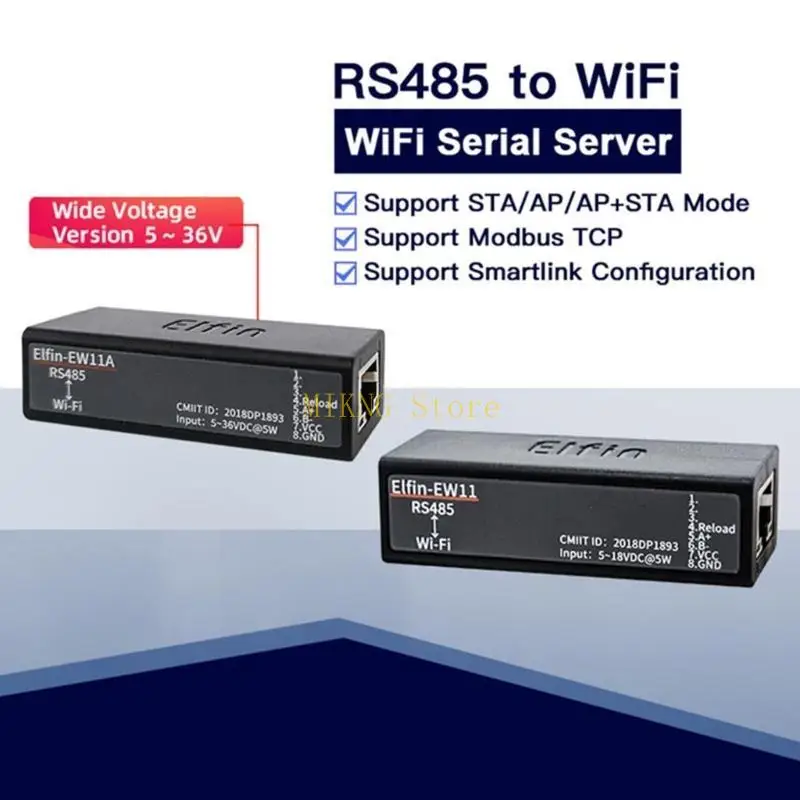 DC5 ~ 36V Cổng nối tiếp rs485 sang máy chủ WiFi Module IoT Module Elfin-ew11a Hỗ trợ IP Telnet Modbus Sale tốt nhất