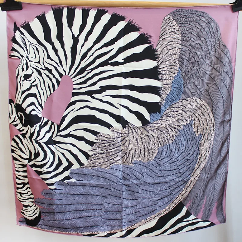 Multi-functional 100% Mulberry Silk Scarf 90cm Square Real Silk Shawl Women Hair Wrap Bandana Bag Ribbon Hijab Foulard Headscarf
