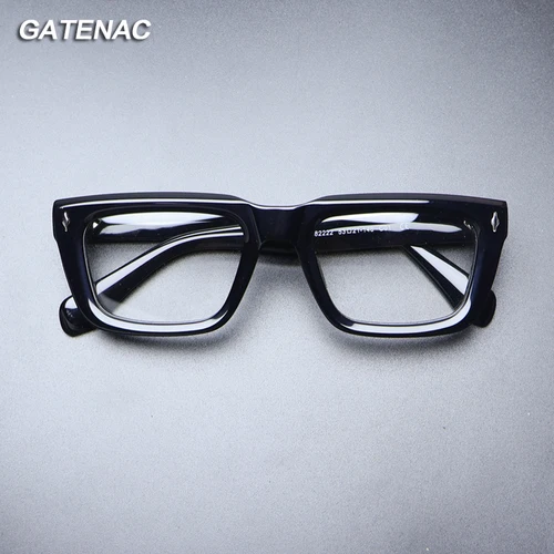 Imagen 2 del producto Montura de gafas de acetato grueso para hombre, gafas graduadas cuadradas Vintage para miopía, gafas de lectura, gafas de marca de lujo