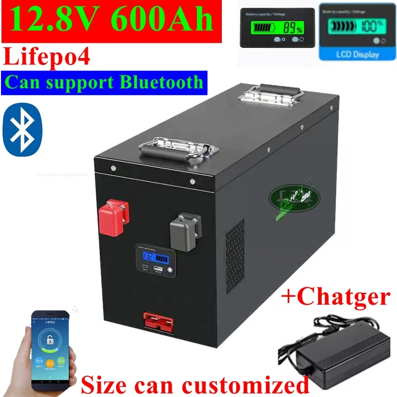

lithium 12.8V 600Ah 12V Lifepo4 battery high quality 150A Bluetooth APP+20A charger