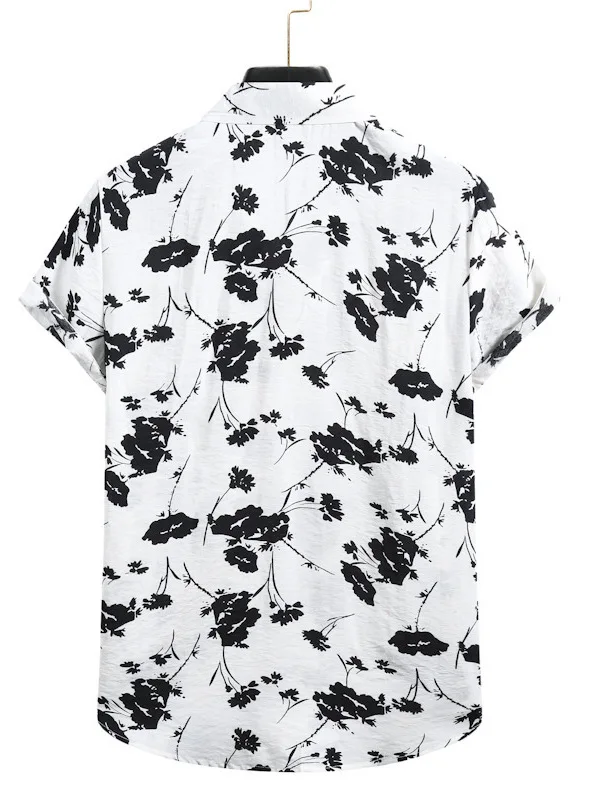 Slim Fit atau Sve irt dengan Kerah Lipat Bule Kerah Serat Poliester Muda Musim Panas Kasual atau Sve T-irt