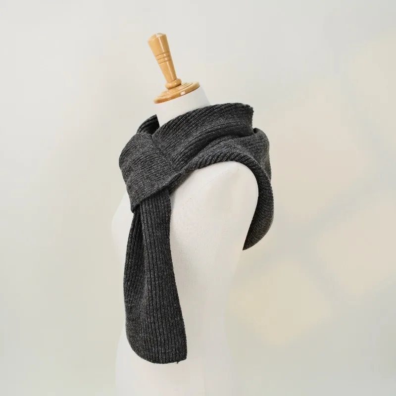 

Однотонный вязаный шарф с капюшоном, напоминающий кашемир, утолщенный для тепла, с небольшими вырезами для ушей, зимняя шапка и утеплитель для шеи.