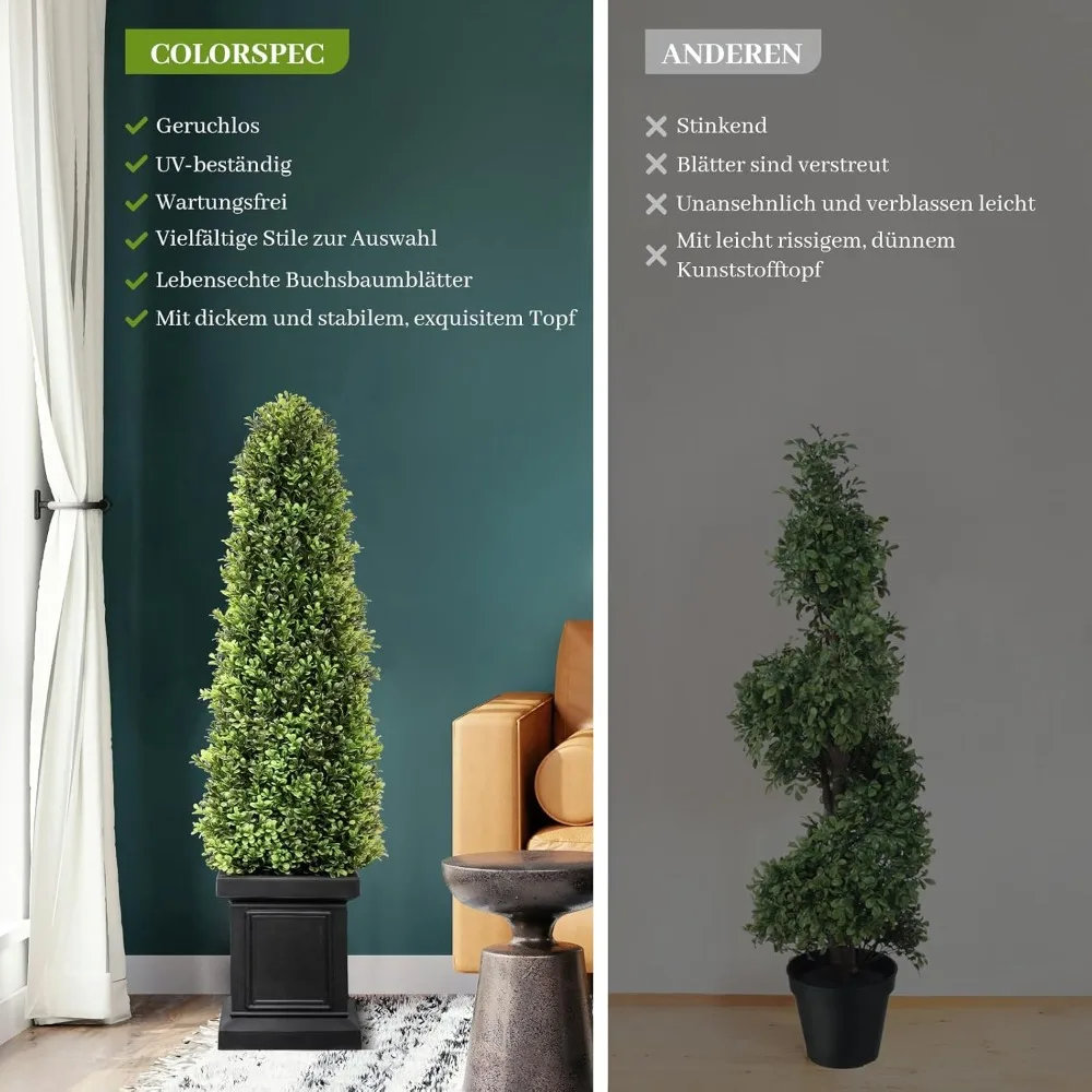 

2 Outdoor Pruning Sets, 3.5-foot High Outdoor Porch Tree, Year-round Green Fake Plant Pruning Tree, Artificial Outdoor