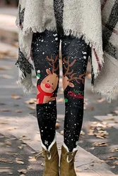 New Women's Leggings Christmas Printing Leggings Mid-Waist Stretchable Fitness Sports Gym Yoga Pants Casual Wear Legging