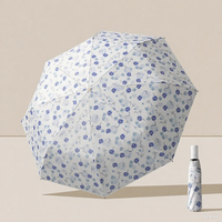 Automatic Umbrella for Women - UPF 50+ Sun Protection & Waterproof 8 Ribs Compact Folding Parasol Floral Printed Travel Umbrella