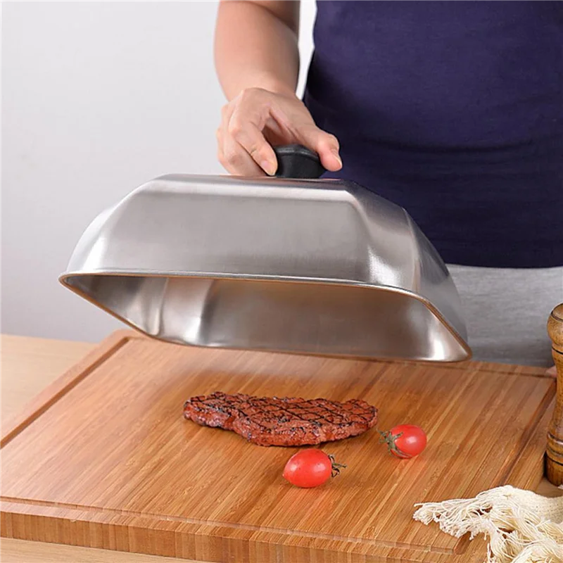 

A69E2X Round Hamburger Lid Stainless Steel Griddle Dome Cover Cheese Melting Dome Griddle Grill Accessories