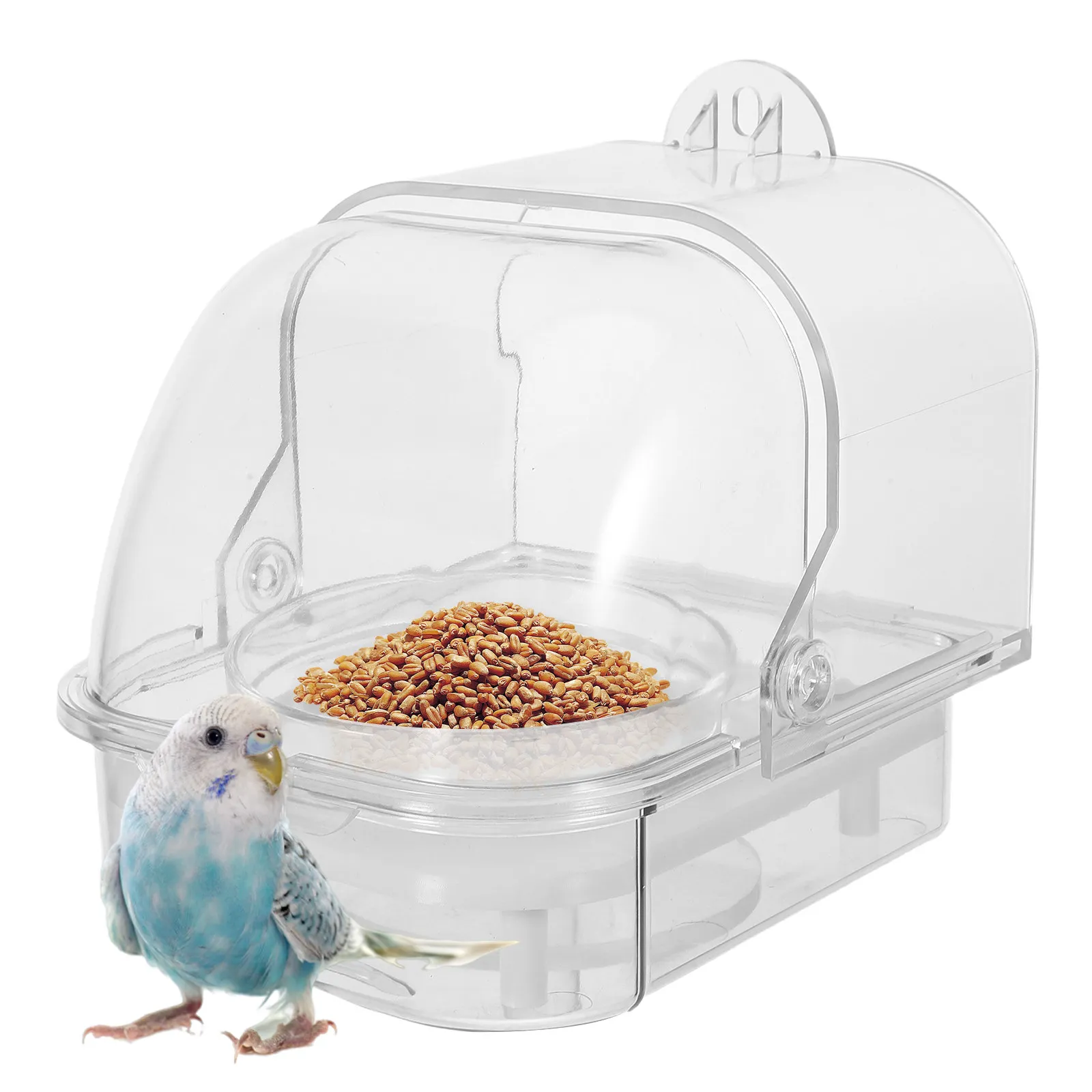 Spill Proof Parrot Food Feeder with Shell Separation System Large Capacity Transparent Automatic Bird Feeder for Cage Mounted