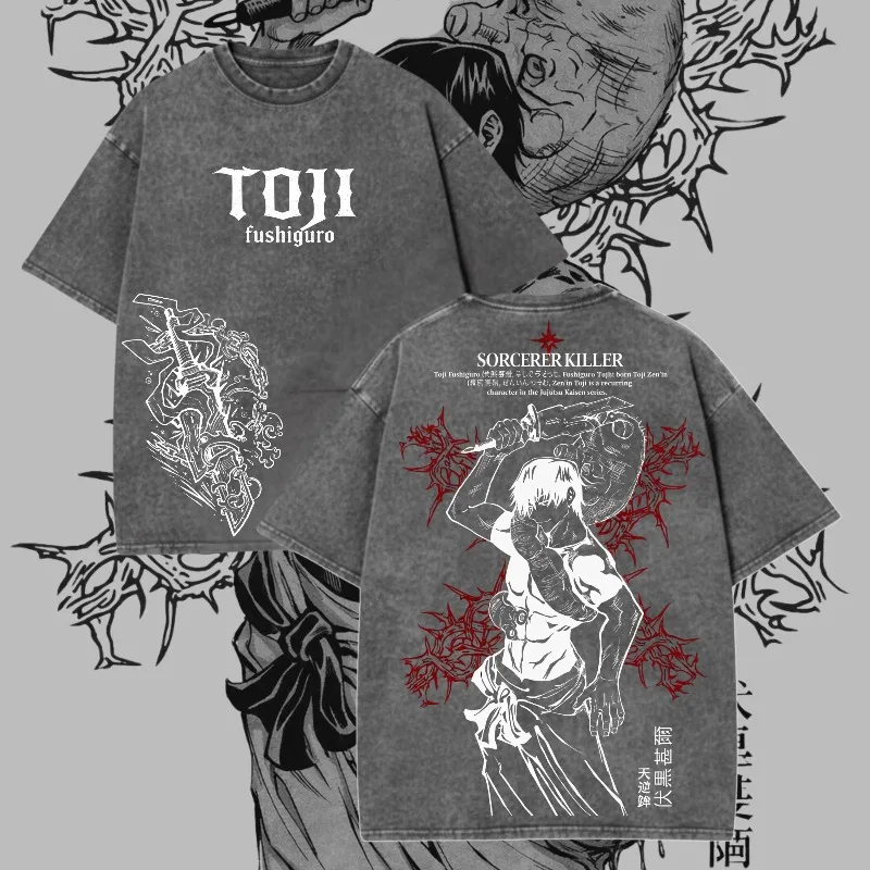 Dark Manga Pattern T-shirt, Japanese Anime Street Style T-shirt for Men, Unisex T-shirt