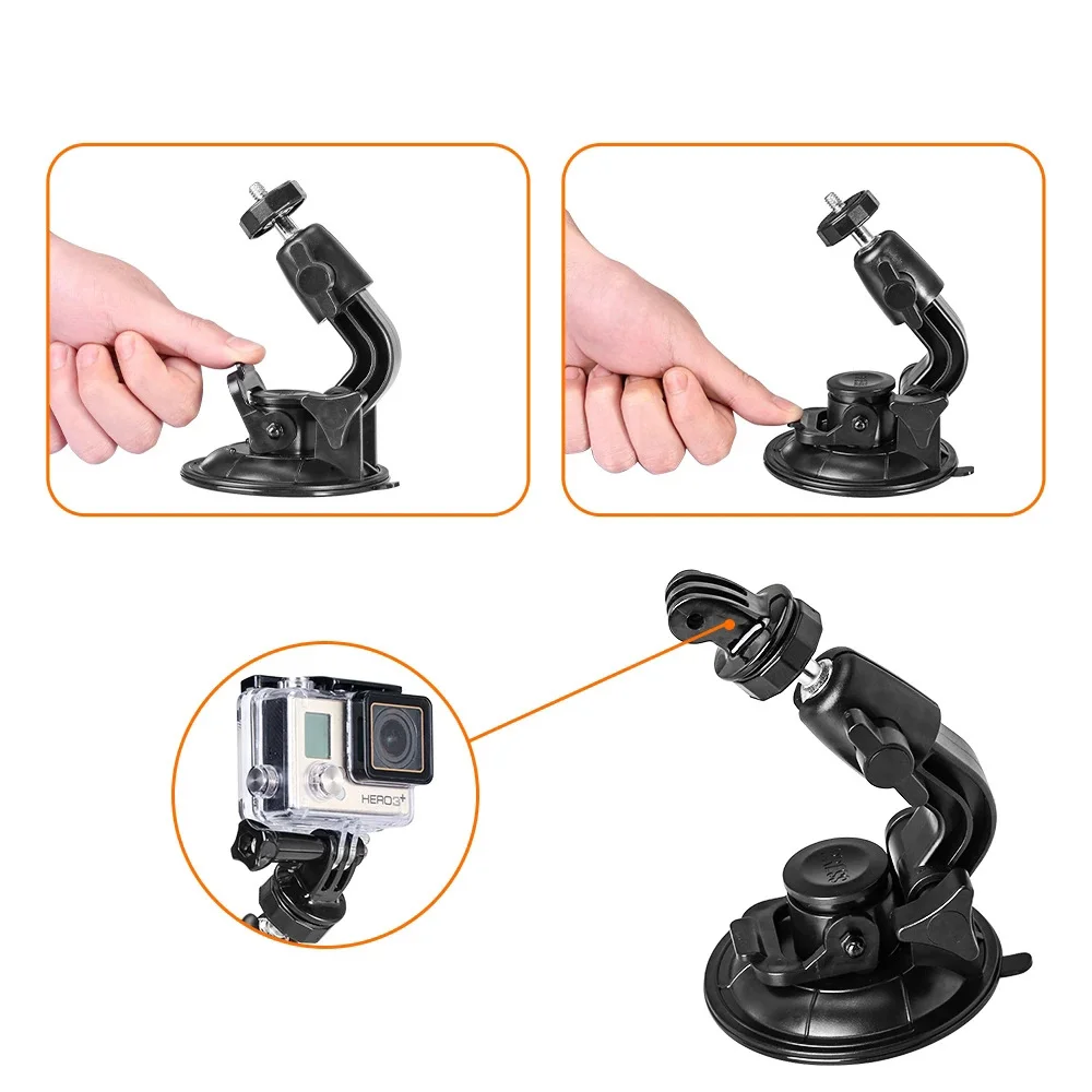 Soporte de ventosa para parabrisas de coche, accesorios para Gopro Hero 12, 11, 10, 9, 8, 7, 6, 5, 4, 3 + SJCAM Xiaomi DJI, 9cm