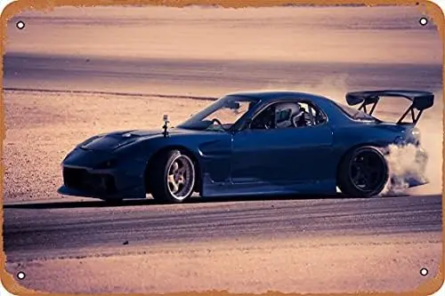 rx7 Drifting Poster Metal Tin Sign 8 x 12 Vintage Retro Man Cave Wall Decor.