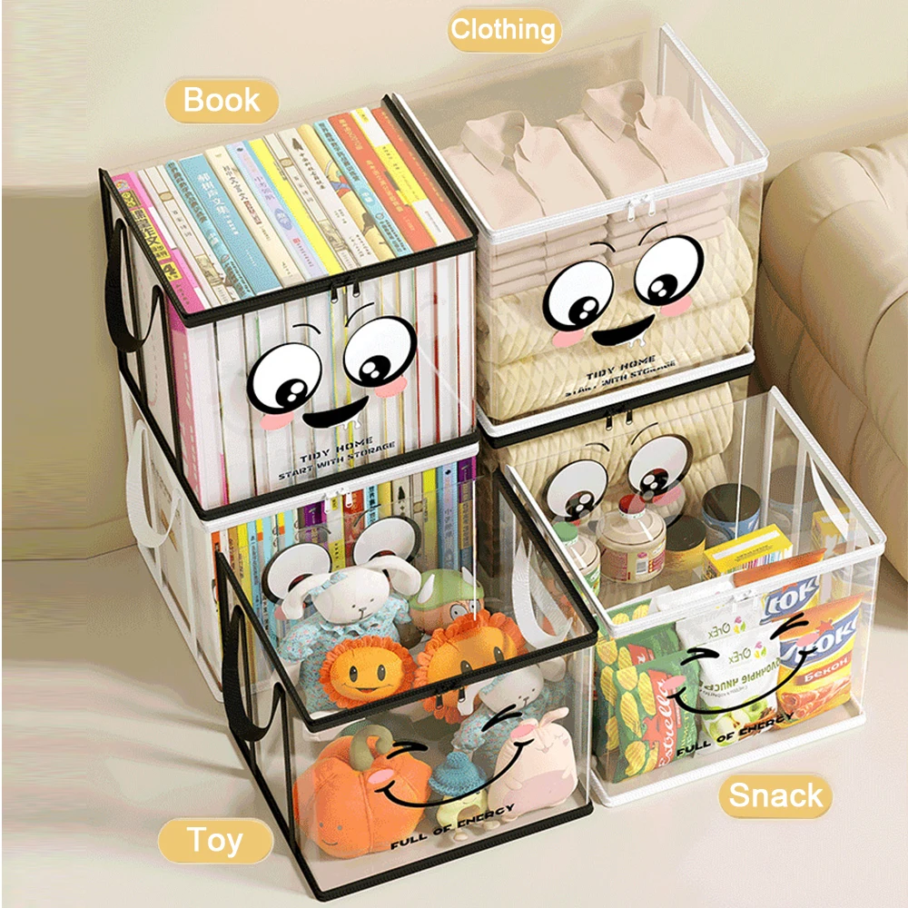 Foldable Book Box Student Dormitory Classroom Book Organizer Transparent Waterproof Household Book Organizing Storage Box Pouch
