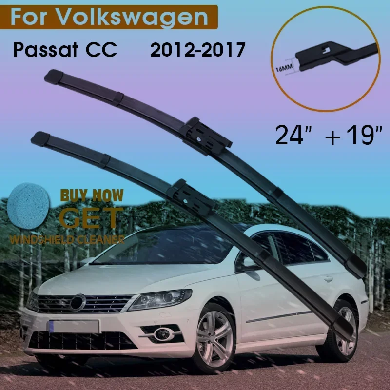 

Car Wiper Blade For Volkswagen Passat CC 2012-2017 Windshield Rubber Silicon Refill Front Window Wiper Blades 24"+19" LHD RHD