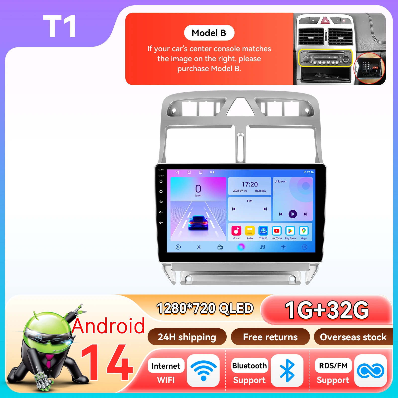 OSSURET 6115 Autoradio Android voor Peugeot 307 307CC 307SW 2002-2013 Carplay Auto Multimedia Speler intelligente Autoradio GPS