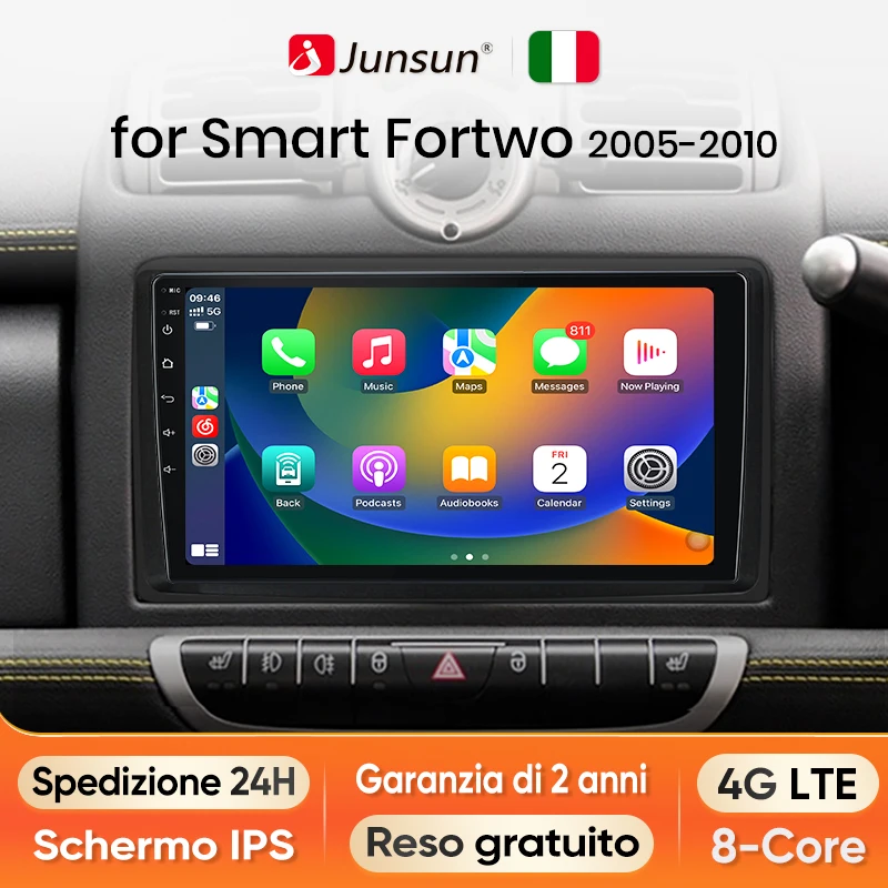 Junsun Android Radio Autoradio For Smart Fortwo 451 2005 - 2010 Car Intelligent Systems for Apple Carplay Multimedia GPS Italy