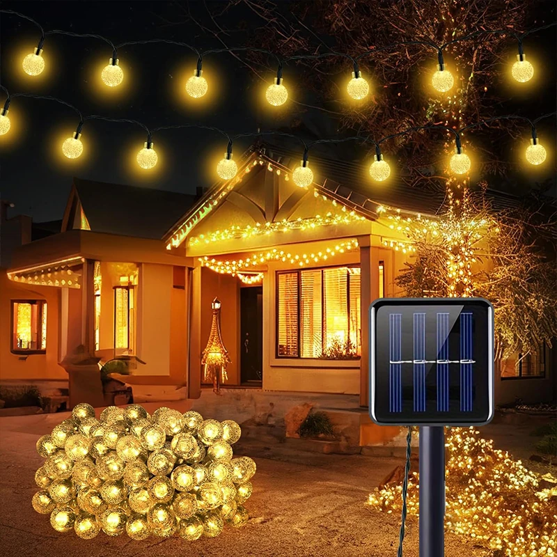 أضواء سلسلة الشمسية خارج أضواء كريستال غلوب مع 8 أوضاع مقاومة للماء لشجرة الحديقة فناء حفلة عيد الميلاد ديكور #1