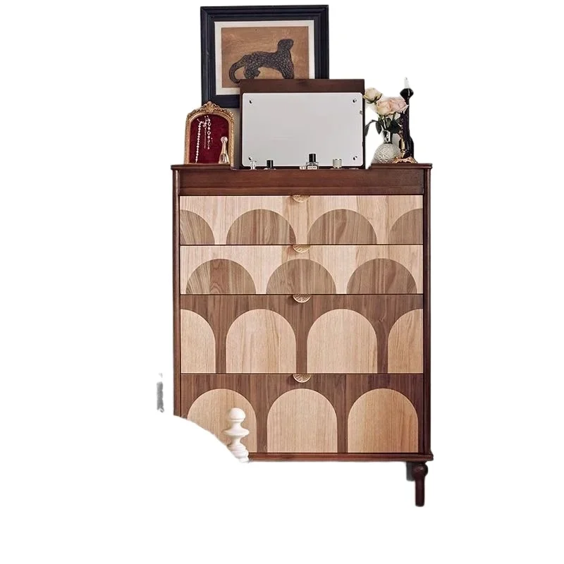 

French retro style solid wood dressing chest, American country living room storage drawer storage cabinet