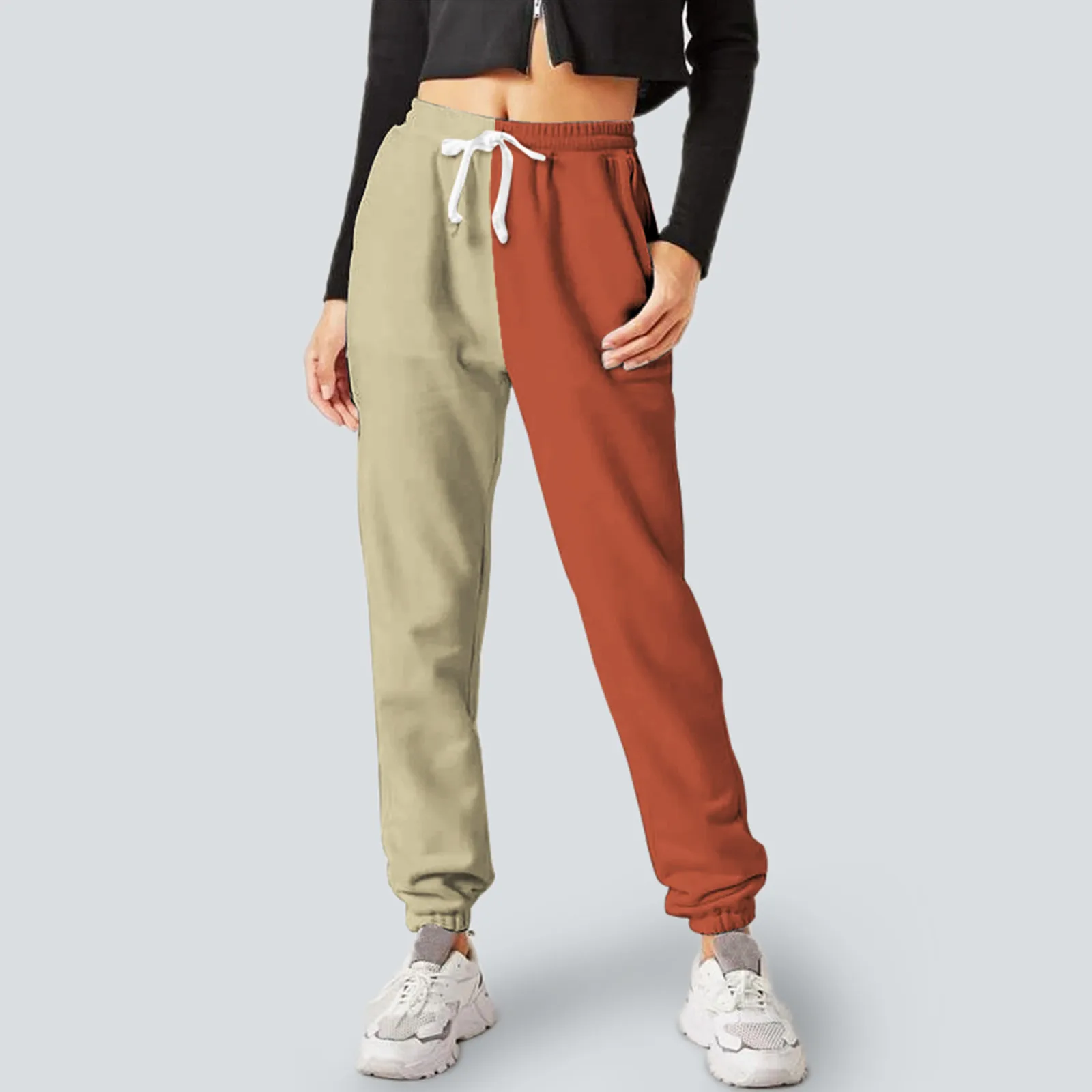 Pantaloni della tuta con pantaloni tascabili da donna stampati comodi pantaloni da jogging Casual atletici da allenamento a vita alta pantaloni taglie forti per le donne